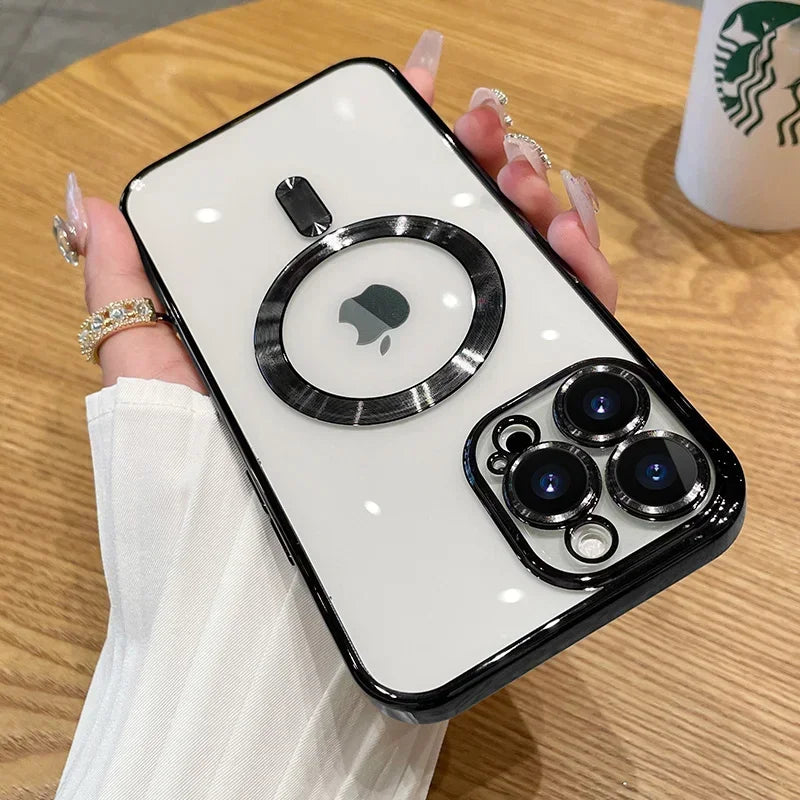 Case iPhone Luxo Metalizada com Proteção de Lente e MagSafe