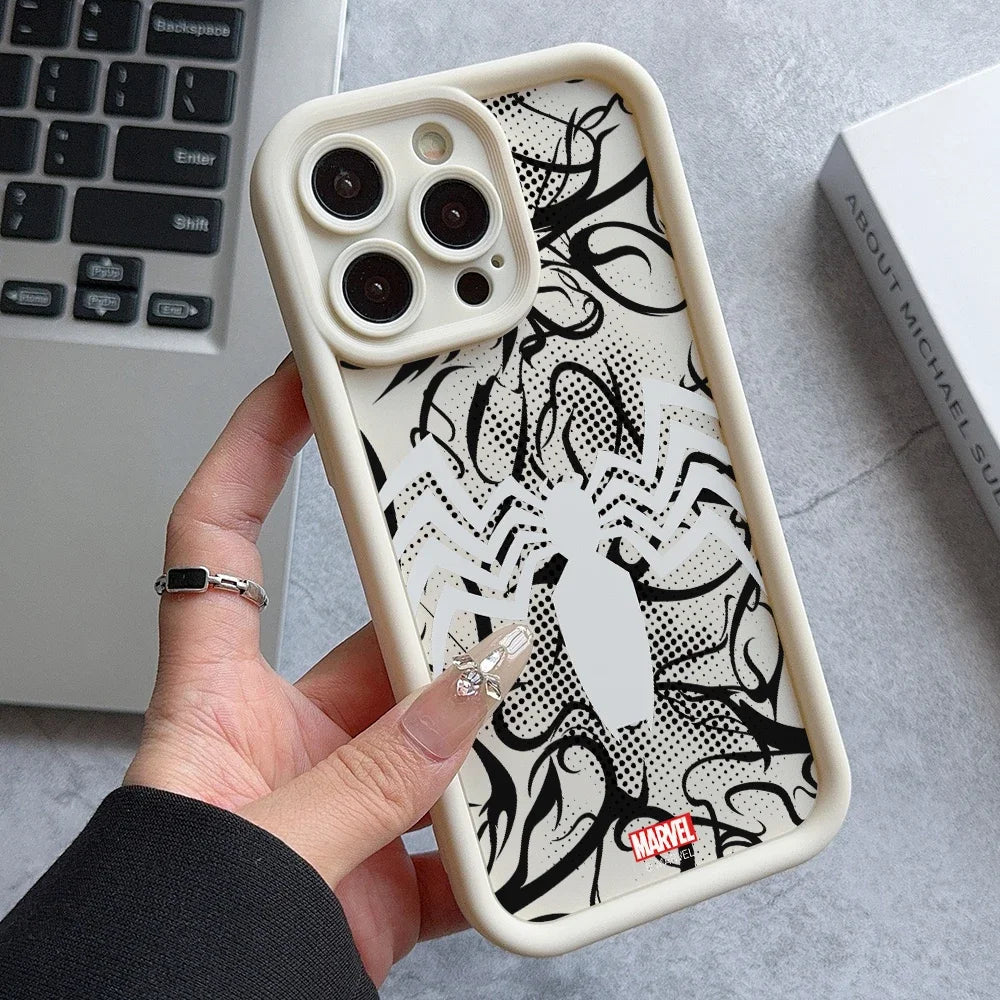 Case iPhone Venom e Spider-Man Silicone em TPU com Proteção de Lente