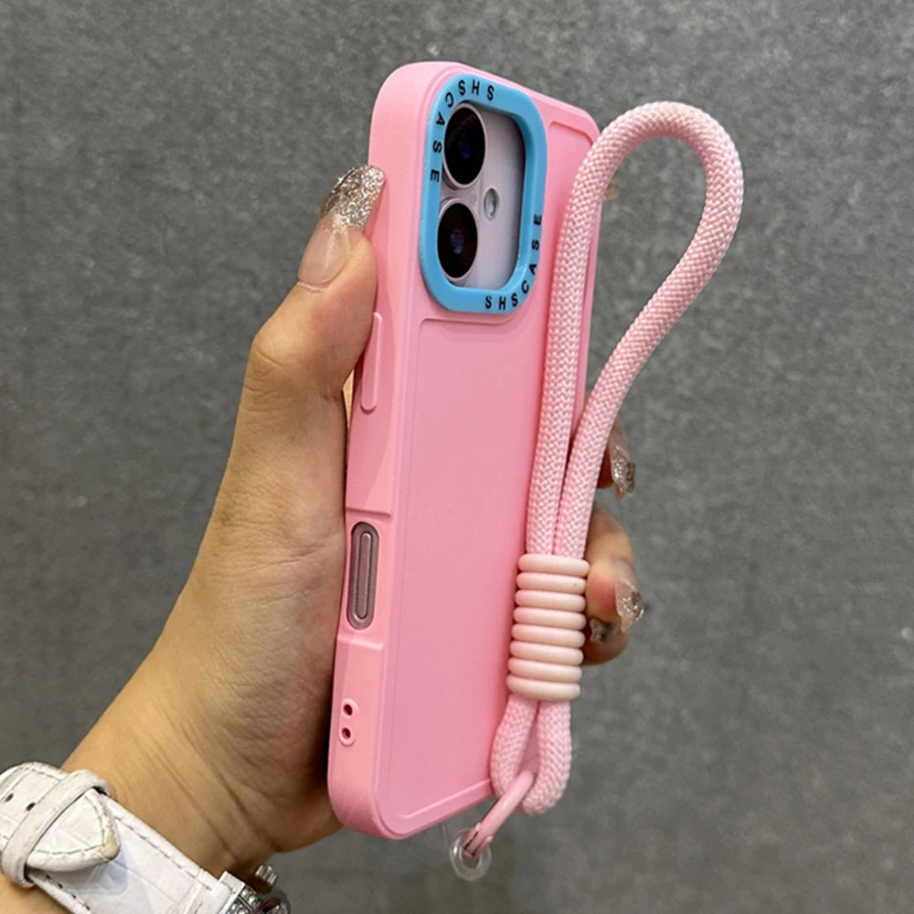 Case iPhone Bicolor com Alça e Proteção de Lente