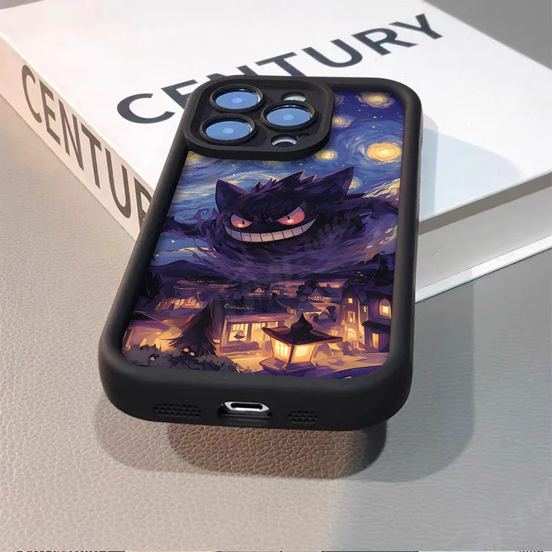 Case iPhone Pokémon Pintura a Óleo em Silicone Anti-Impacto