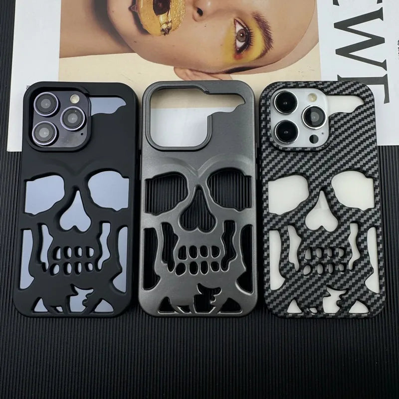 Case iPhone Caveira Vazada Metalizada