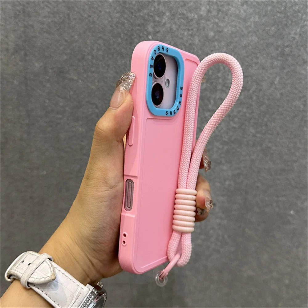 Case iPhone Bicolor com Alça e Proteção de Lente