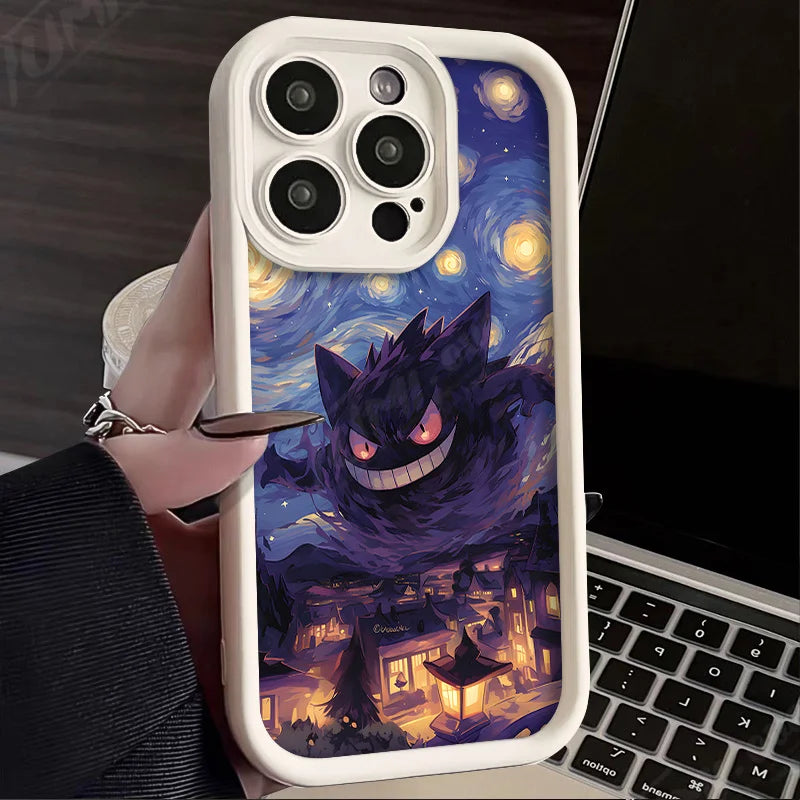 Case iPhone Pokémon Pintura a Óleo em Silicone Anti-Impacto