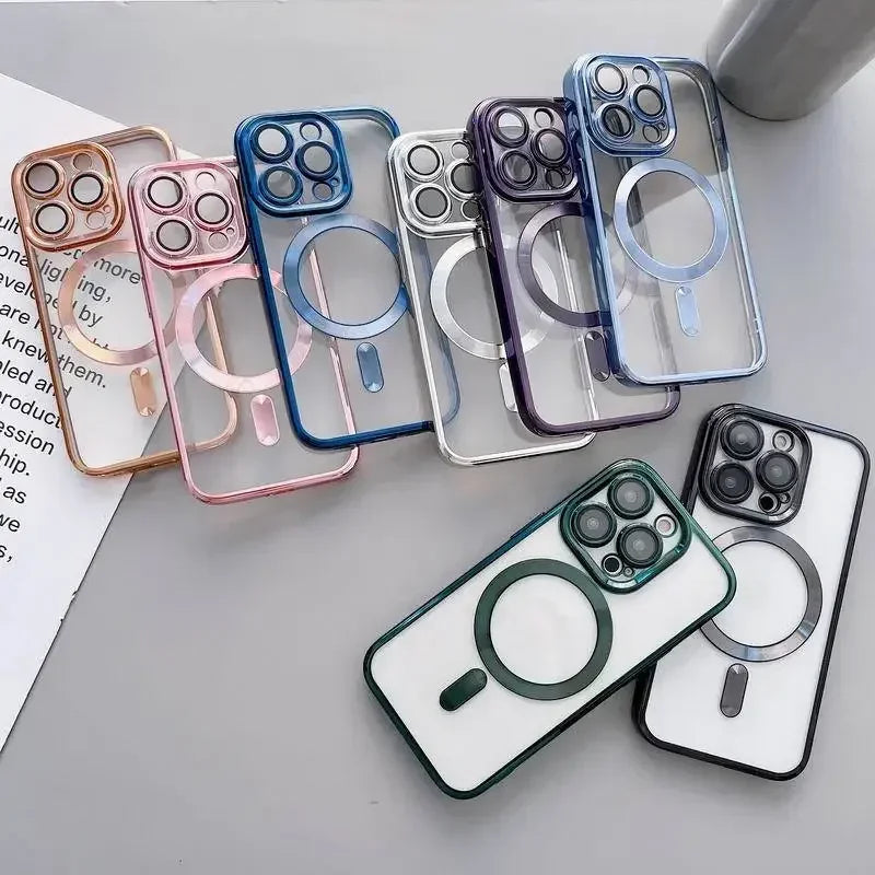 Case iPhone Luxo Metalizada com Proteção de Lente e MagSafe