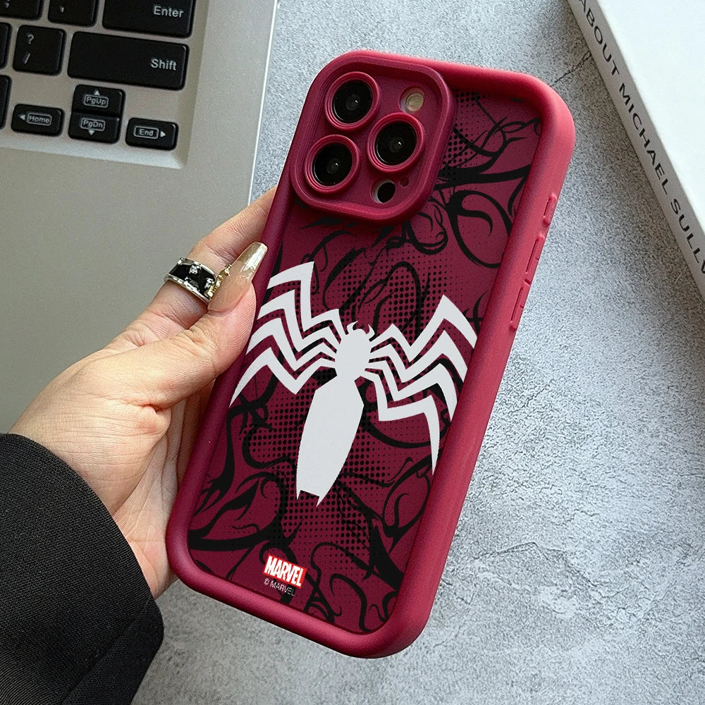 Case iPhone Venom e Spider-Man Silicone em TPU com Proteção de Lente