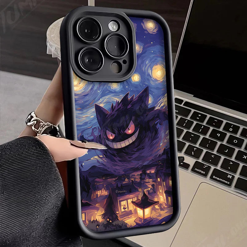 Case iPhone Pokémon Pintura a Óleo em Silicone Anti-Impacto