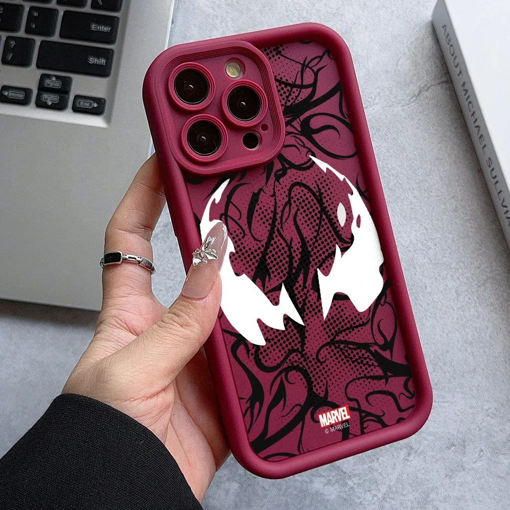 Case iPhone Venom e Spider-Man Silicone em TPU com Proteção de Lente