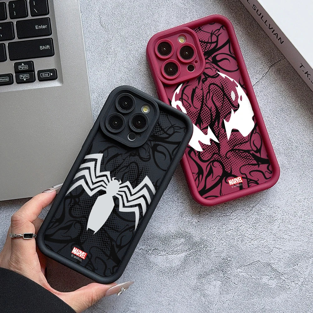 Case iPhone Venom e Spider-Man Silicone em TPU com Proteção de Lente