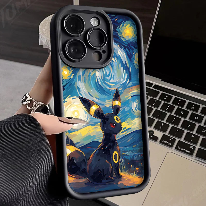 Case iPhone Pokémon Pintura a Óleo em Silicone Anti-Impacto
