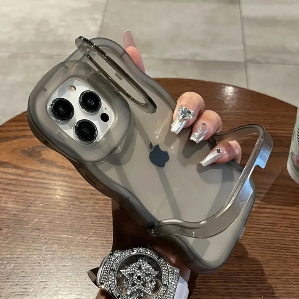 Casa iPhone Transparente com Duplo Suporte Dobrável