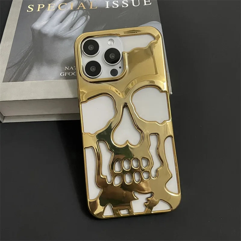 Case iPhone Caveira Vazada Metalizada