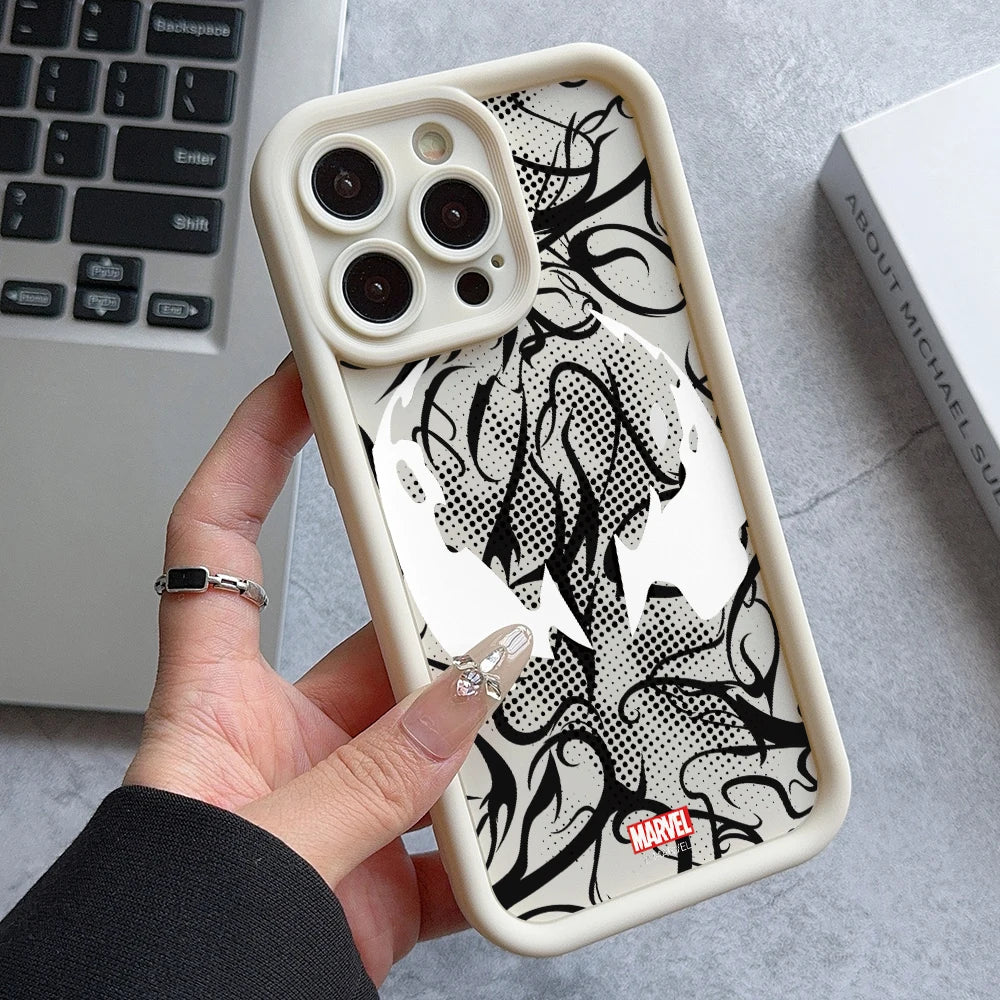 Case iPhone Venom e Spider-Man Silicone em TPU com Proteção de Lente