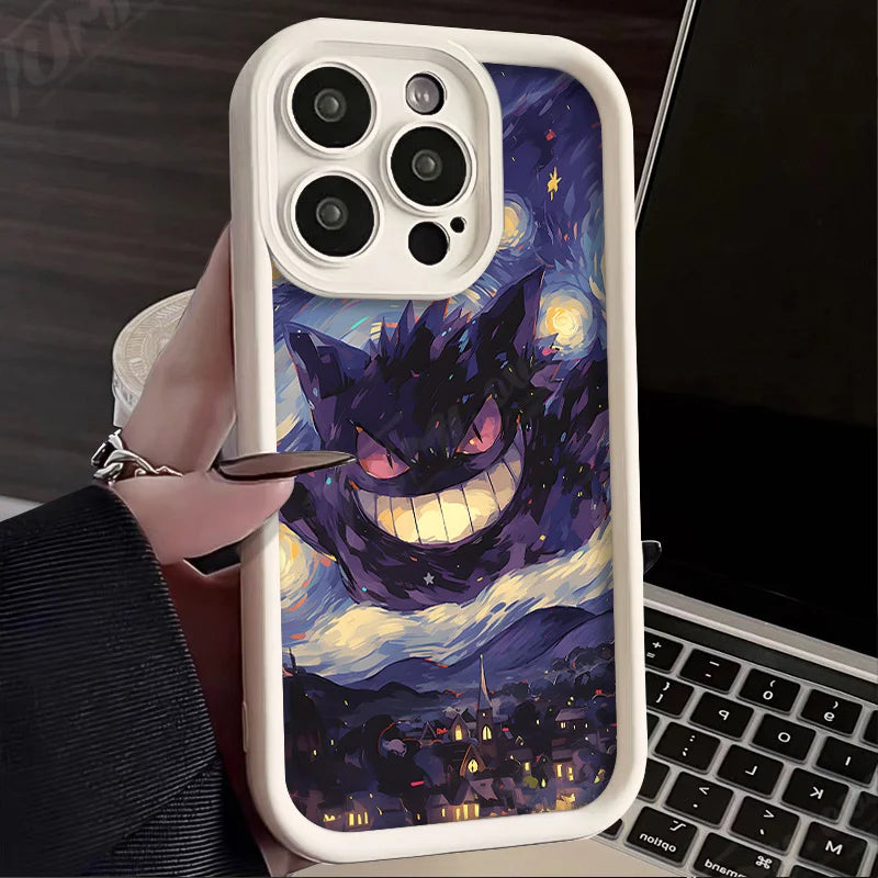 Case iPhone Pokémon Pintura a Óleo em Silicone Anti-Impacto