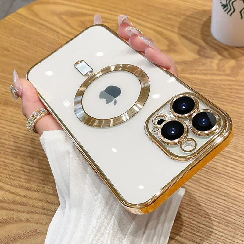 Case iPhone Luxo Metalizada com Proteção de Lente e MagSafe