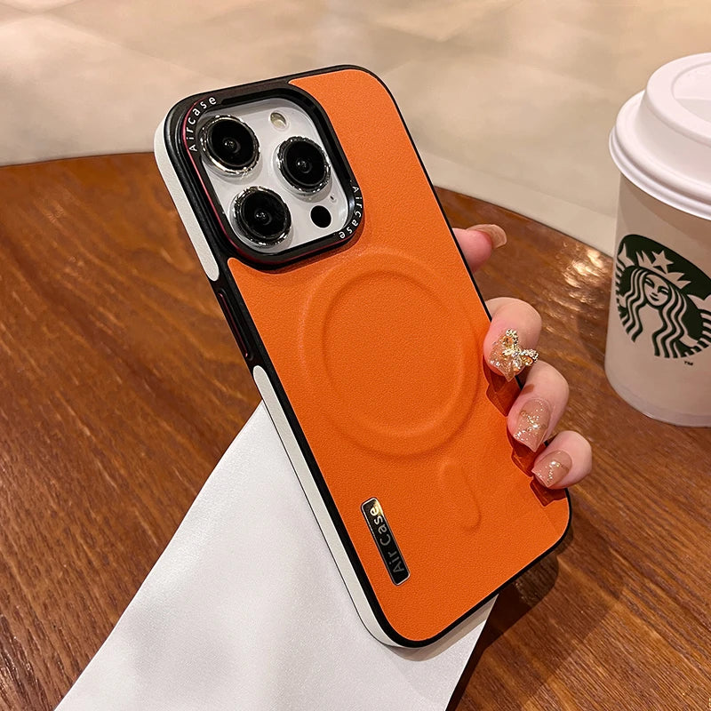 Case iPhone Luxo de Couro Fosco com MagSafe