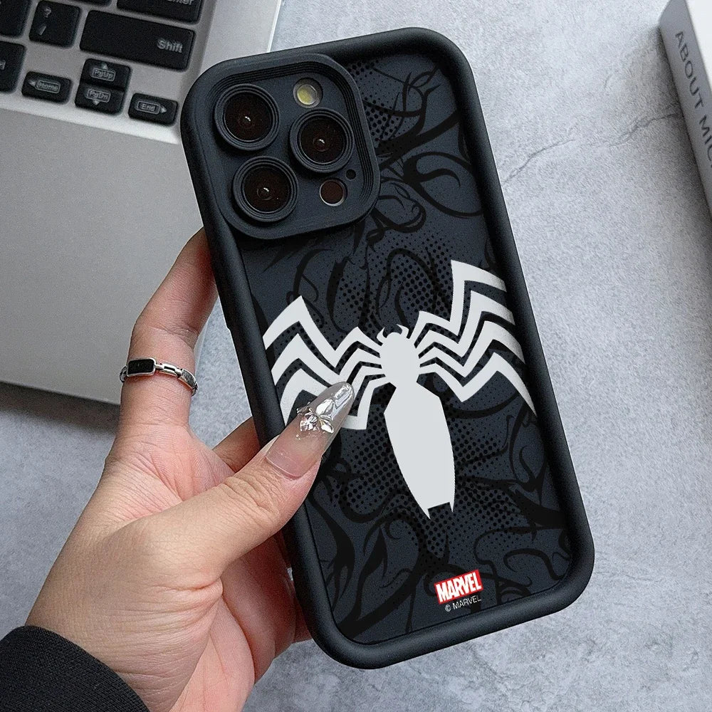 Case iPhone Venom e Spider-Man Silicone em TPU com Proteção de Lente