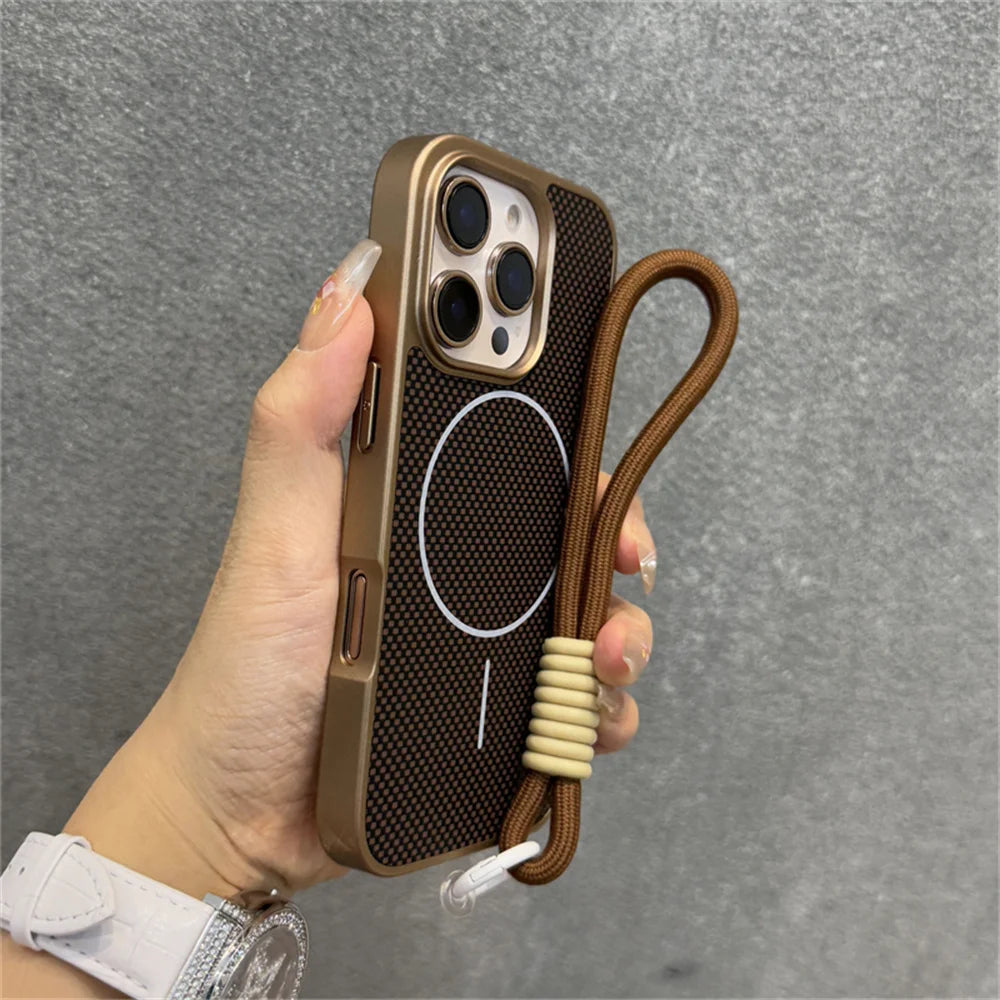 Casa iPhone Kevlar Luxo com MagSafe e Alça