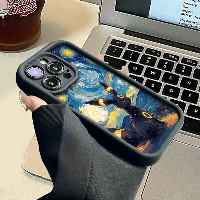 Case iPhone Pokémon Pintura a Óleo em Silicone Anti-Impacto