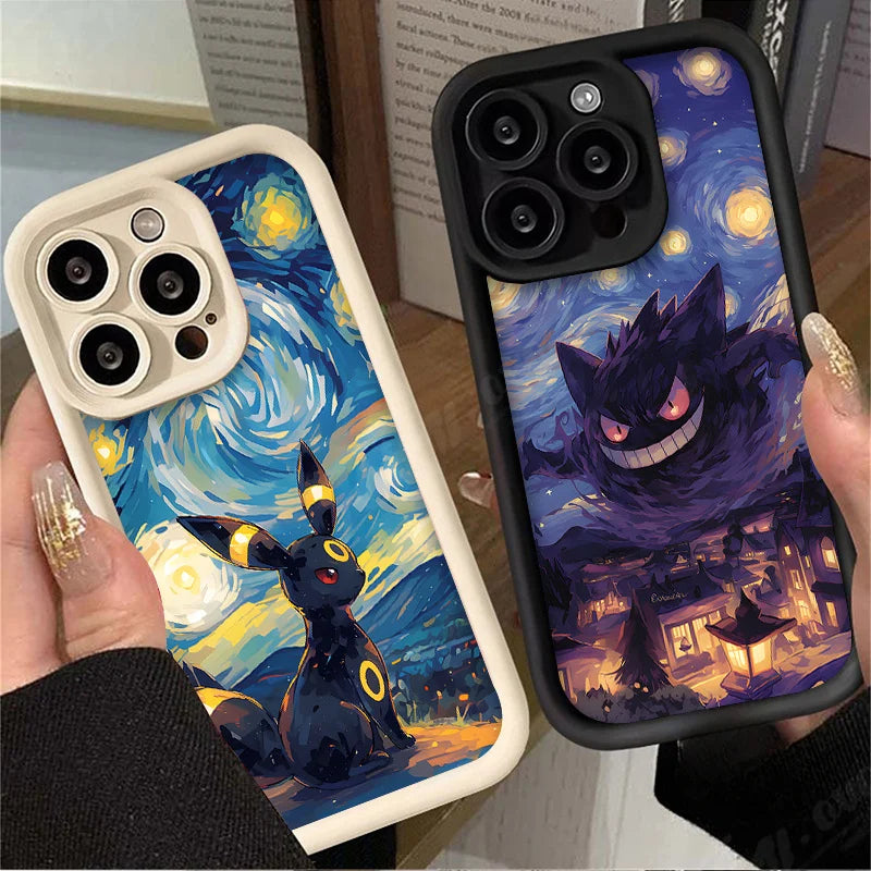 Case iPhone Pokémon Pintura a Óleo em Silicone Anti-Impacto