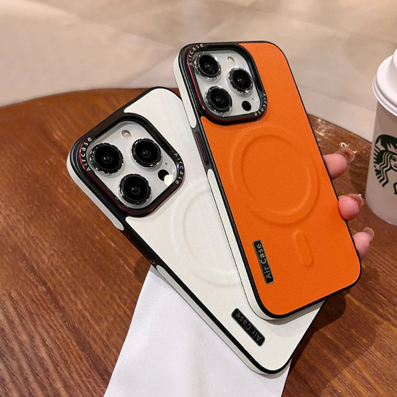 Case iPhone Luxo de Couro Fosco com MagSafe