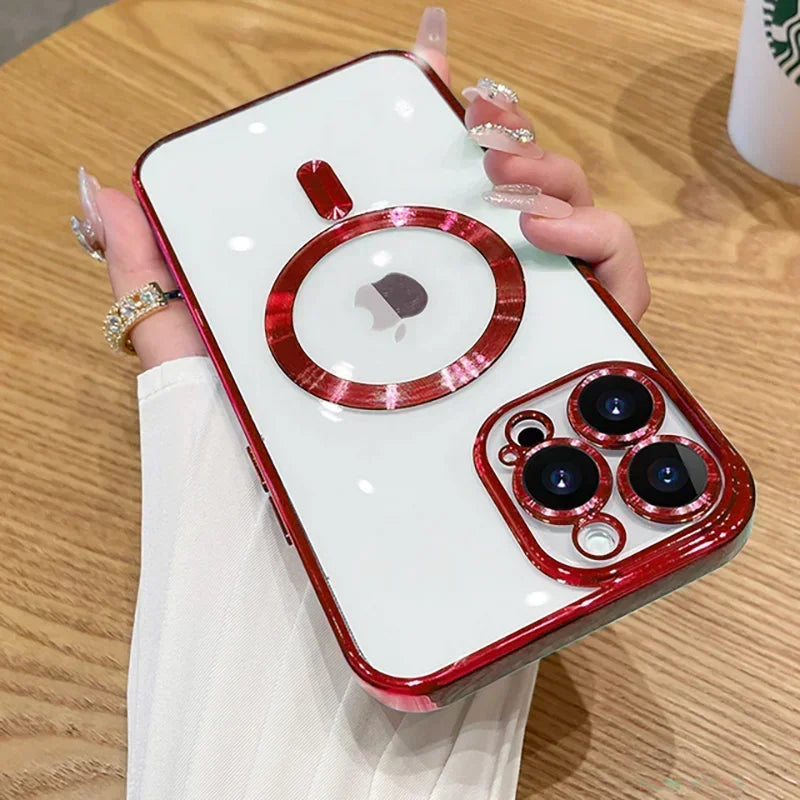 Case iPhone Luxo Metalizada com Proteção de Lente e MagSafe