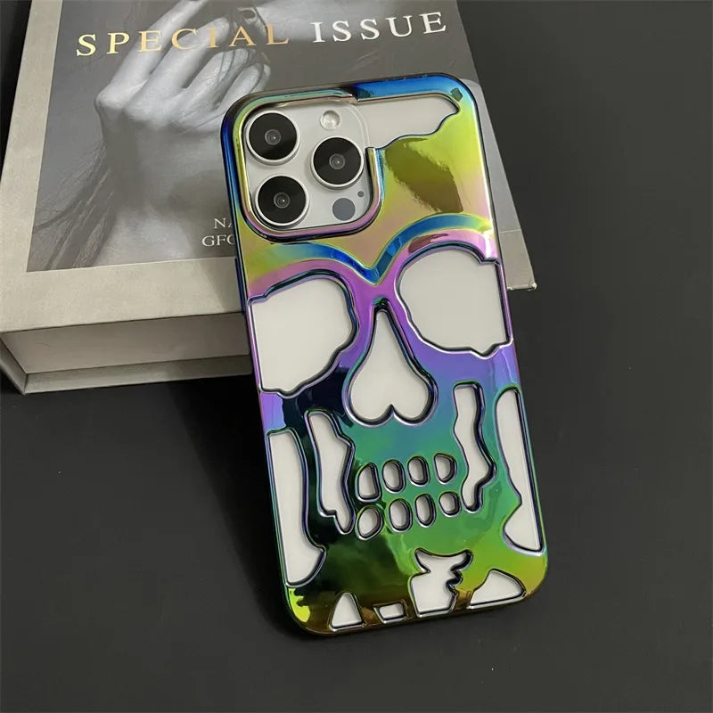 Case iPhone Caveira Vazada Metalizada