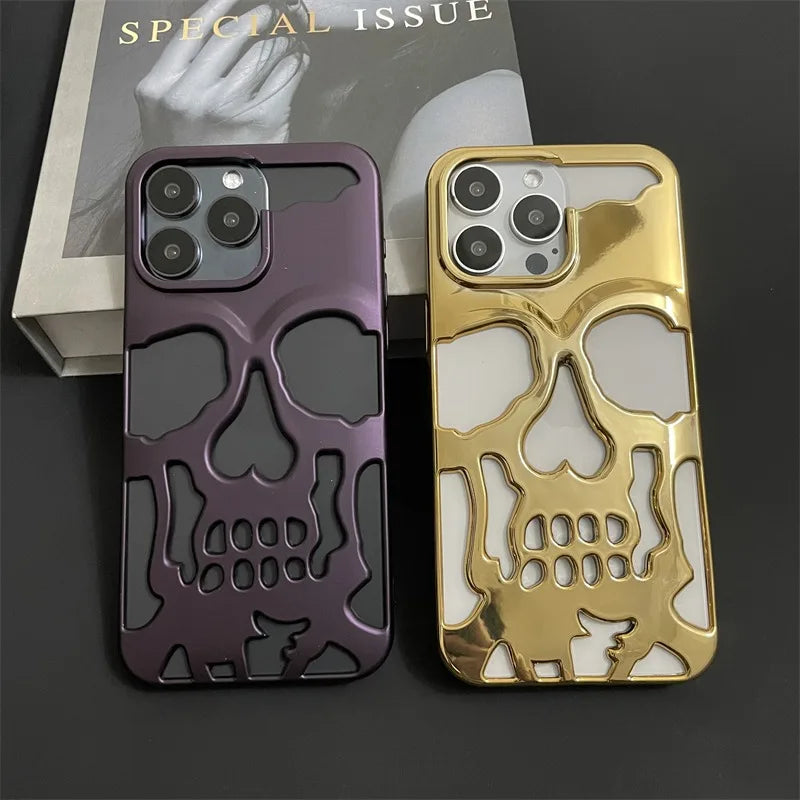 Case iPhone Caveira Vazada Metalizada