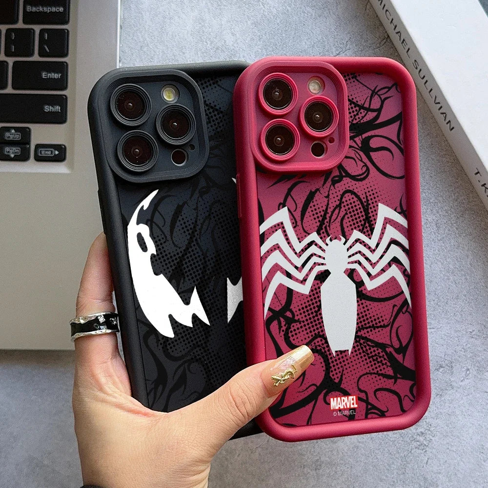 Case iPhone Venom e Spider-Man Silicone em TPU com Proteção de Lente
