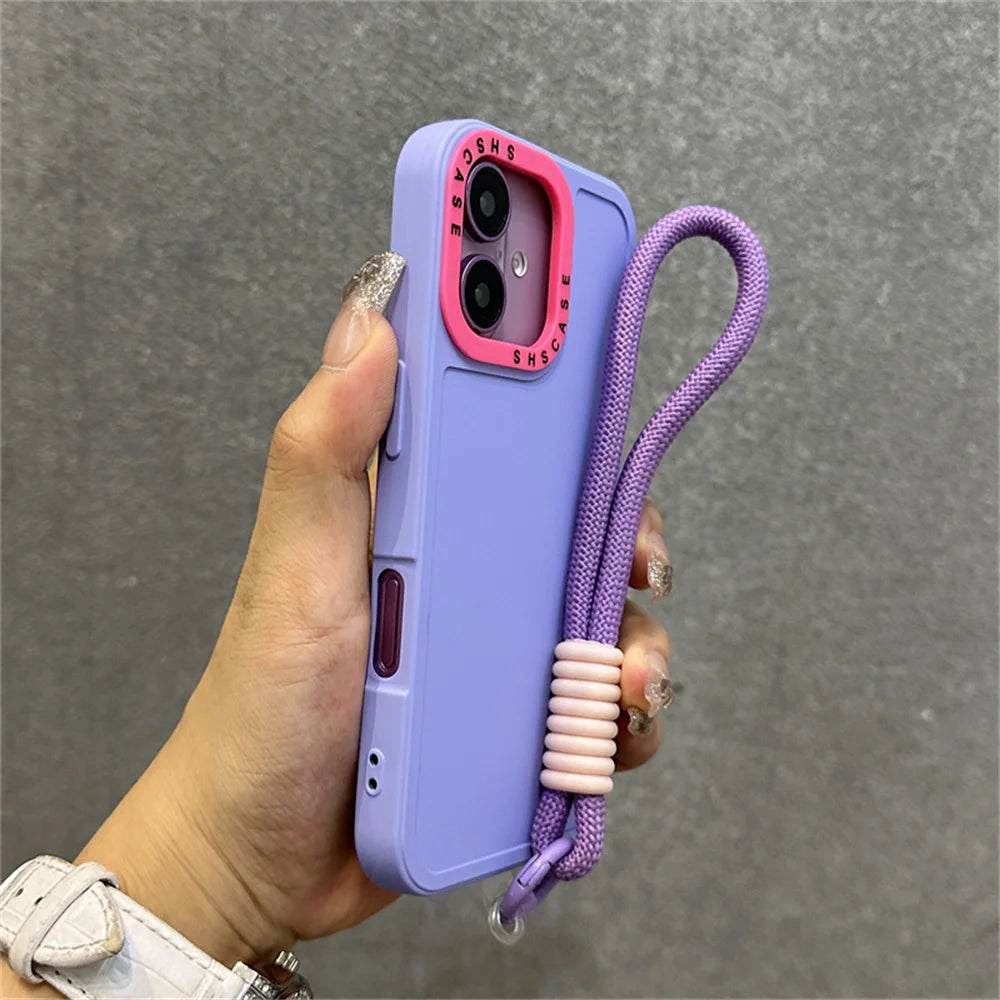 Case iPhone Bicolor com Alça e Proteção de Lente