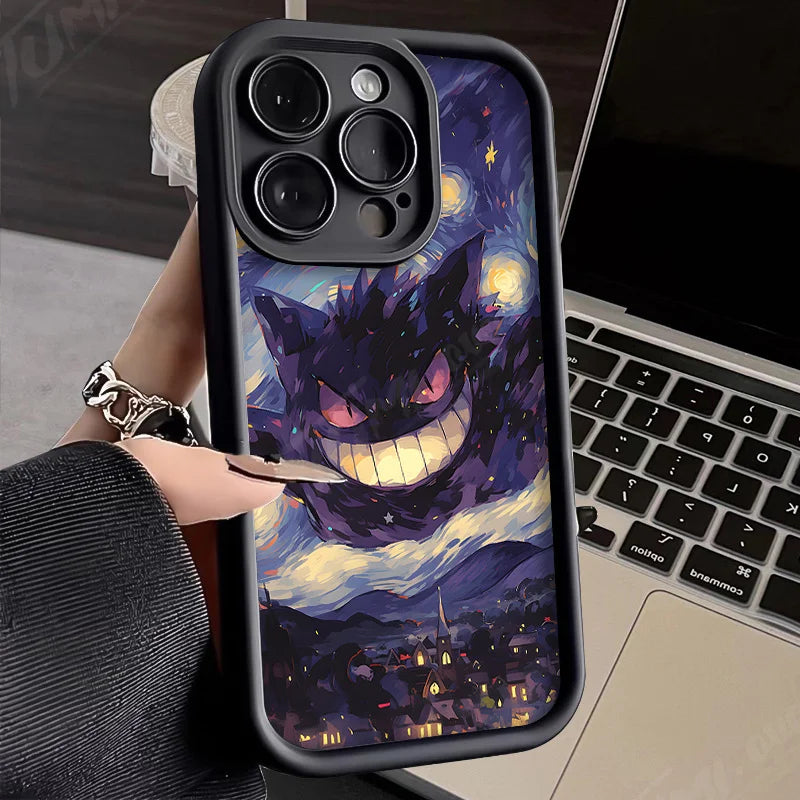 Case iPhone Pokémon Pintura a Óleo em Silicone Anti-Impacto