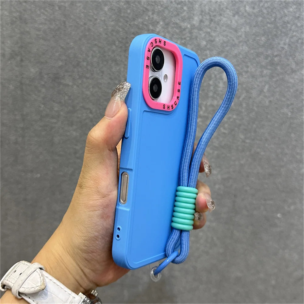 Case iPhone Bicolor com Alça e Proteção de Lente
