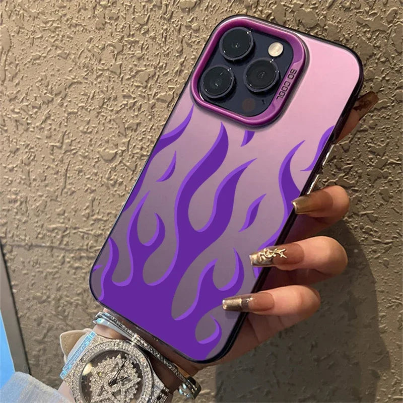 Case iPhone com Estampa de Fogo Y2K