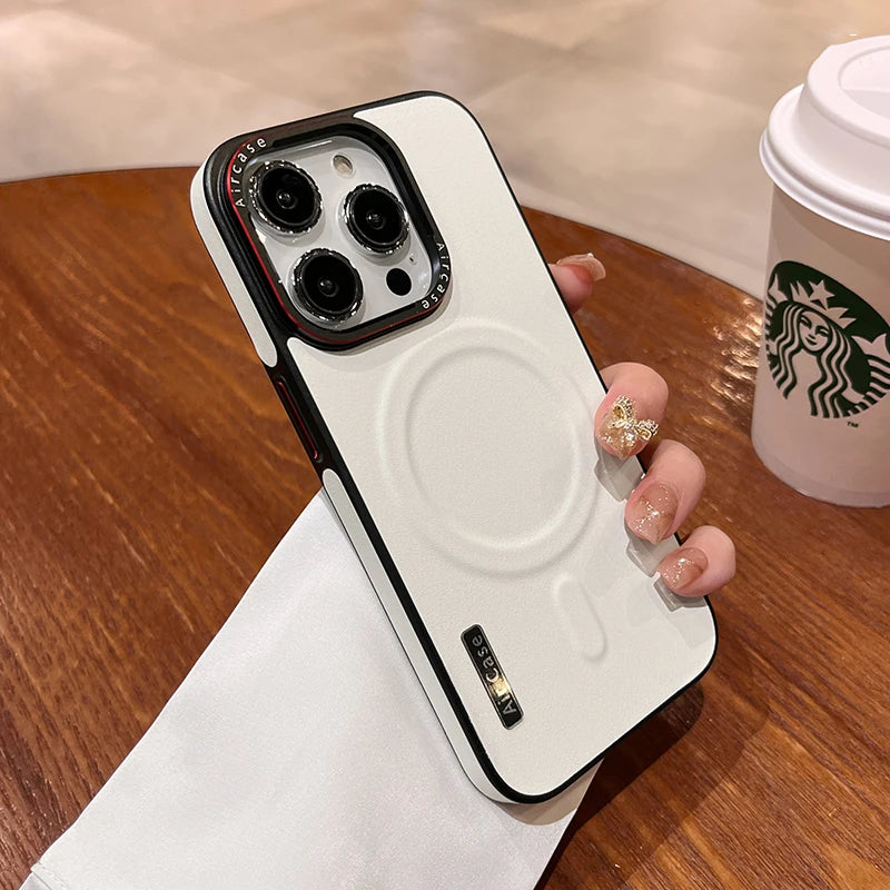 Case iPhone Luxo de Couro Fosco com MagSafe