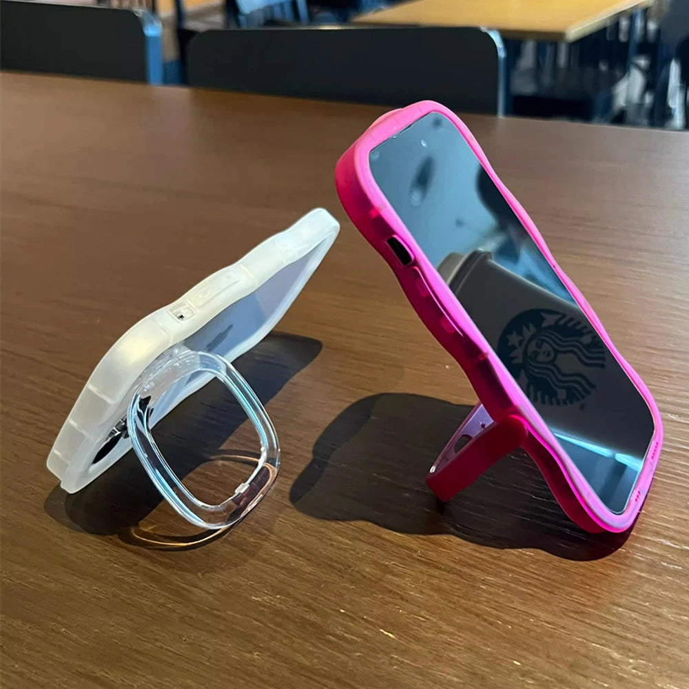 Casa iPhone Transparente com Duplo Suporte Dobrável