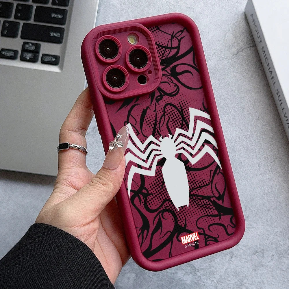 Case iPhone Venom e Spider-Man Silicone em TPU com Proteção de Lente
