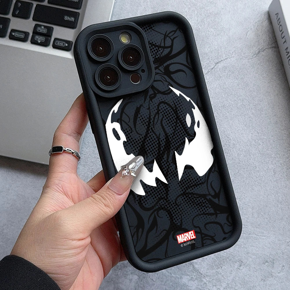Case iPhone Venom e Spider-Man Silicone em TPU com Proteção de Lente