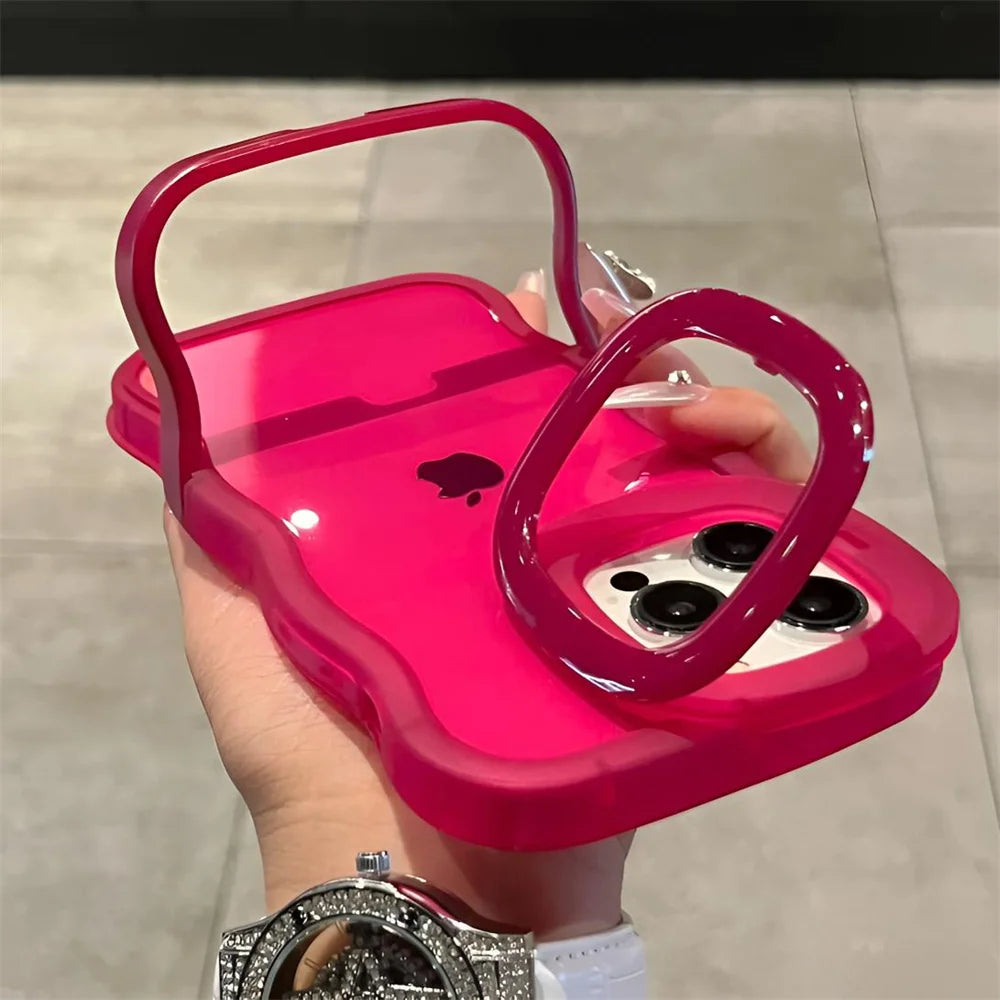 Casa iPhone Transparente com Duplo Suporte Dobrável