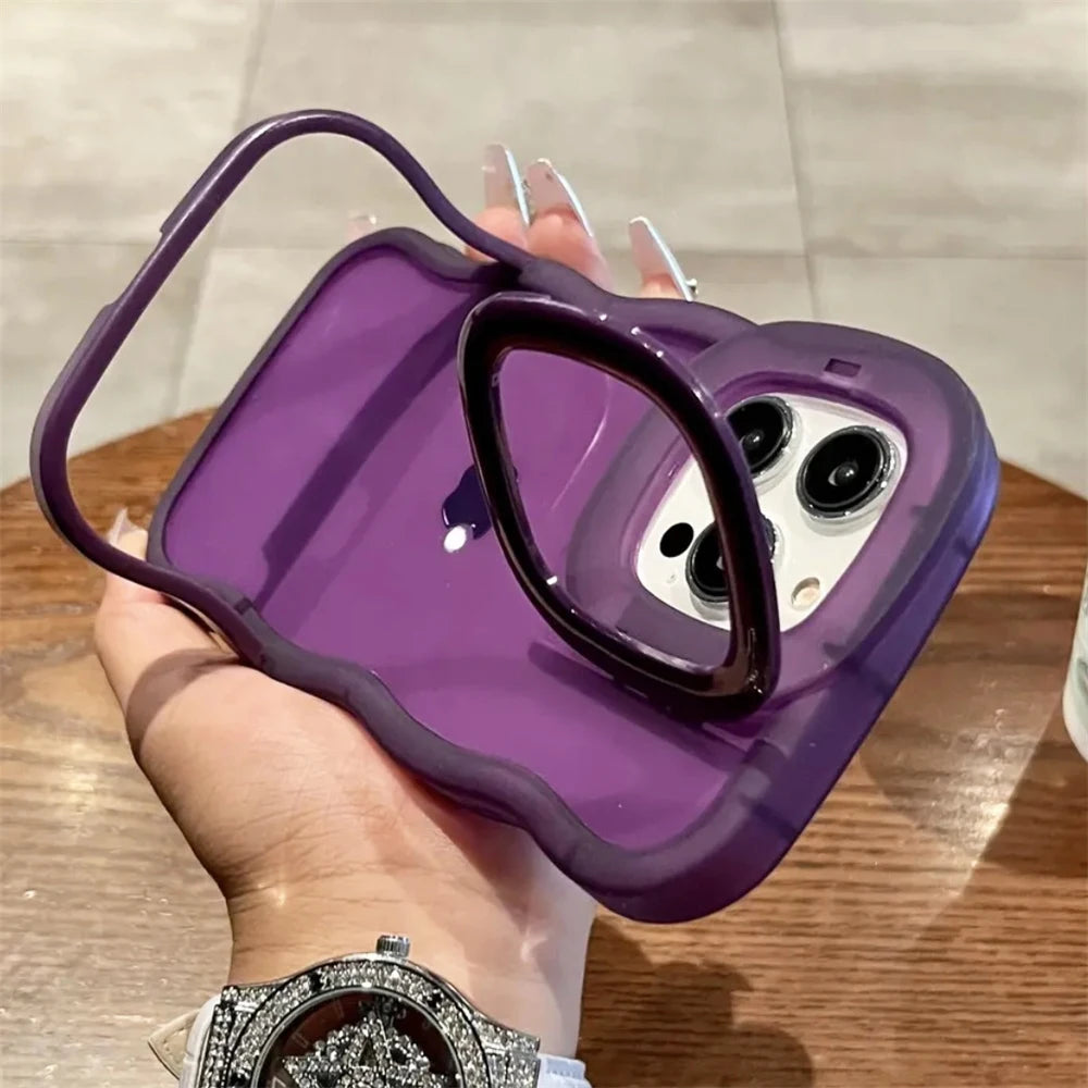 Casa iPhone Transparente com Duplo Suporte Dobrável