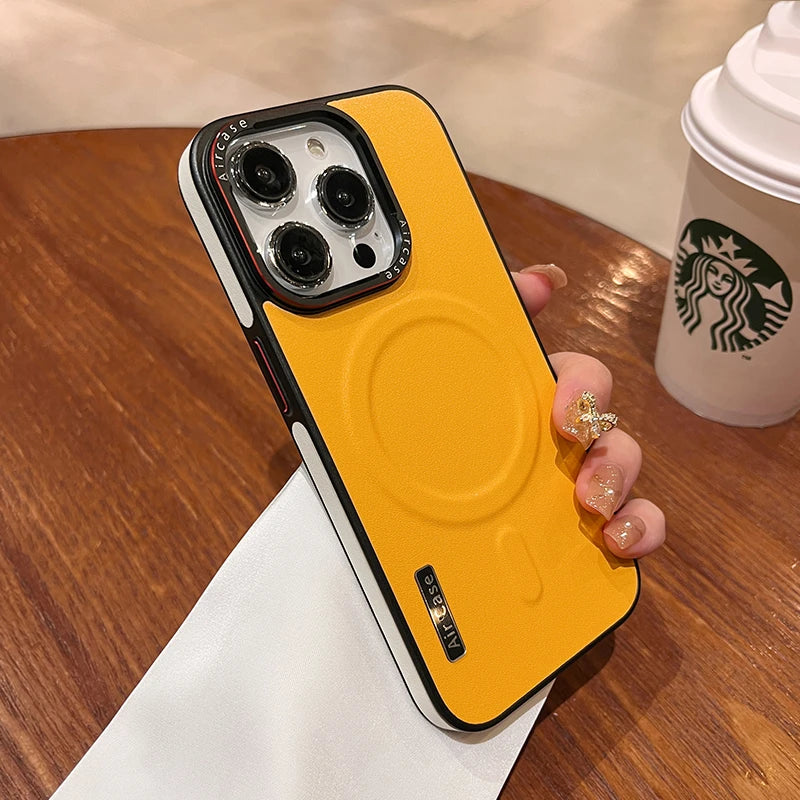 Case iPhone Luxo de Couro Fosco com MagSafe