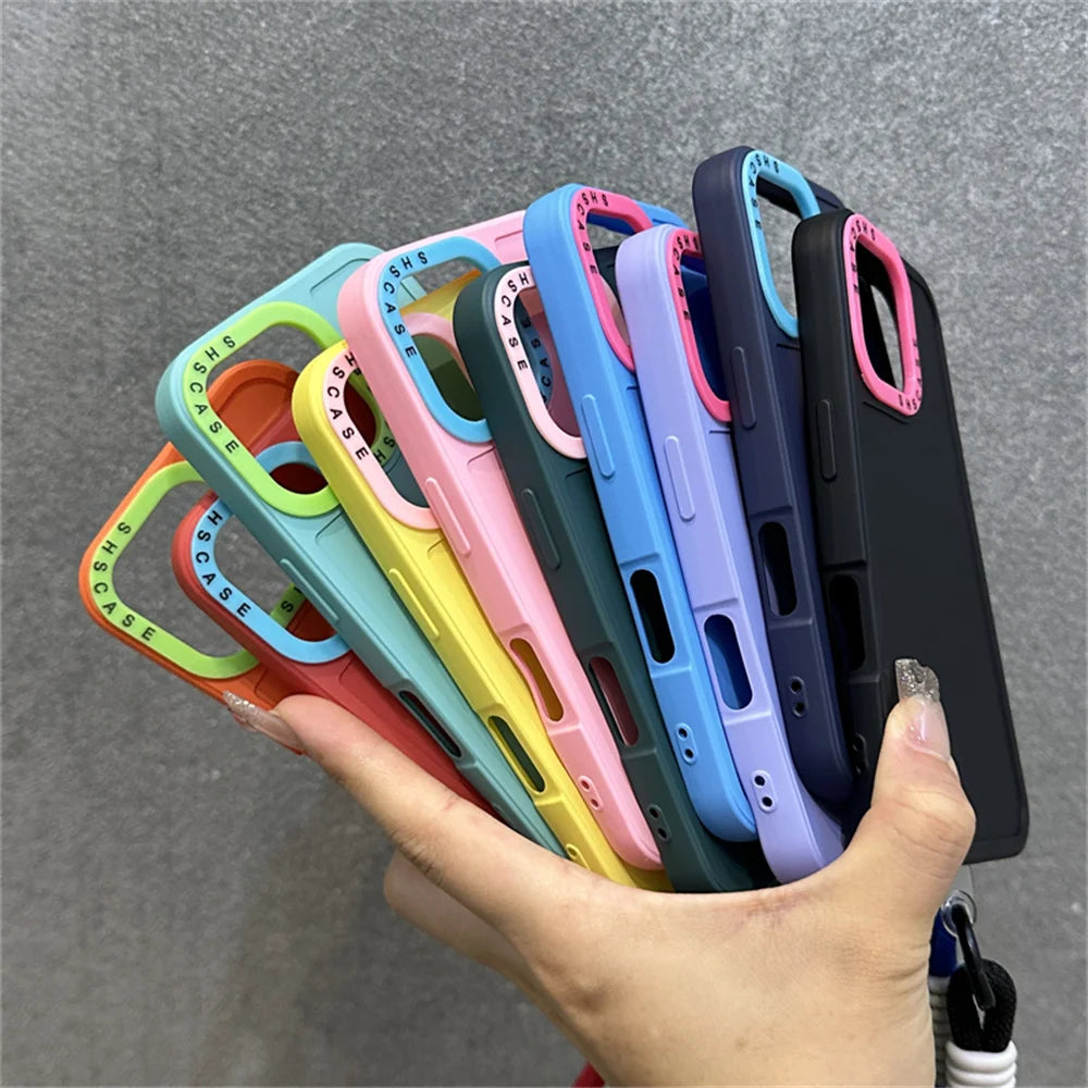Case iPhone Bicolor com Alça e Proteção de Lente