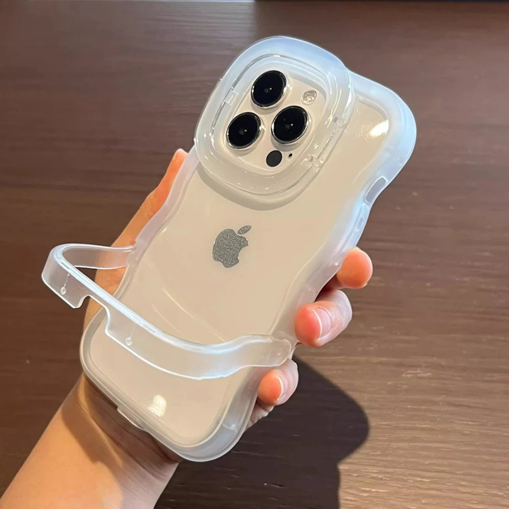 Casa iPhone Transparente com Duplo Suporte Dobrável