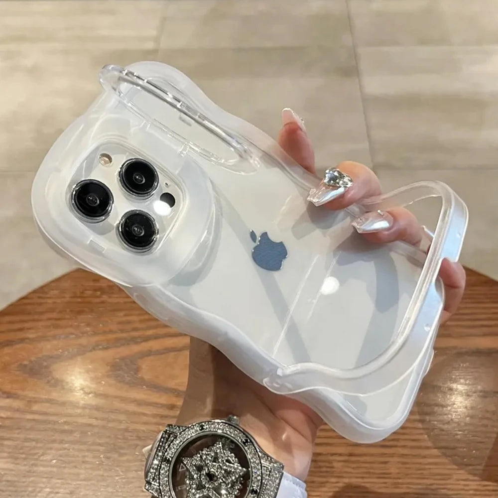 Casa iPhone Transparente com Duplo Suporte Dobrável