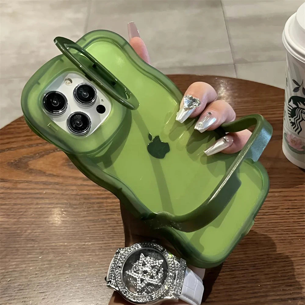 Casa iPhone Transparente com Duplo Suporte Dobrável