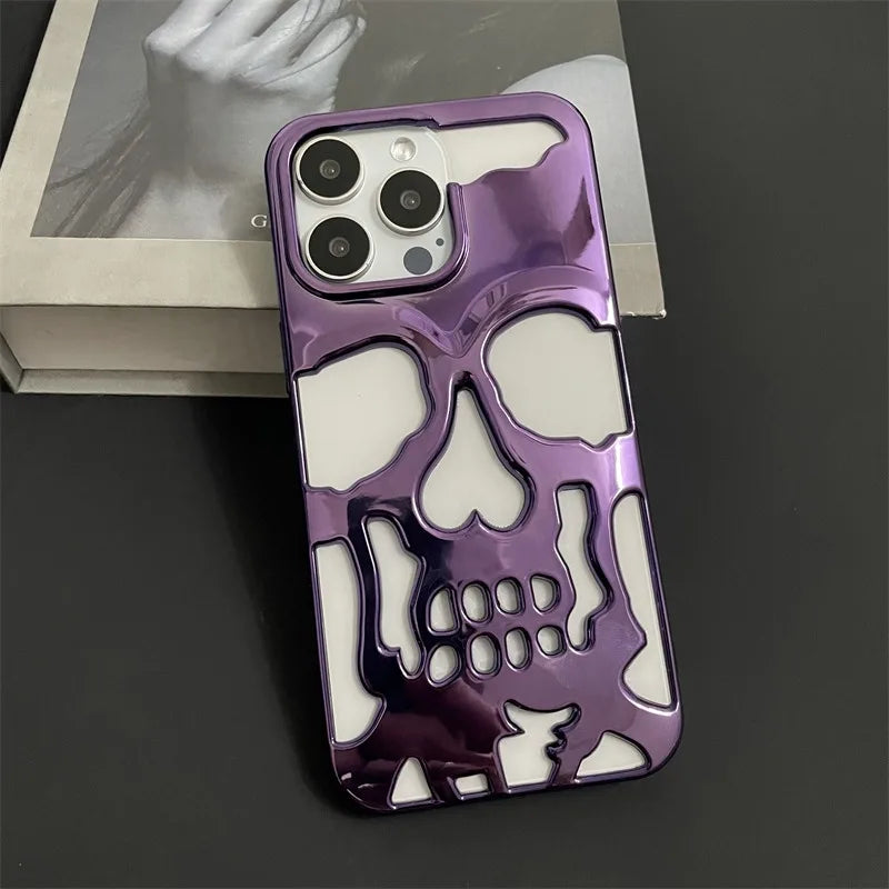 Case iPhone Caveira Vazada Metalizada